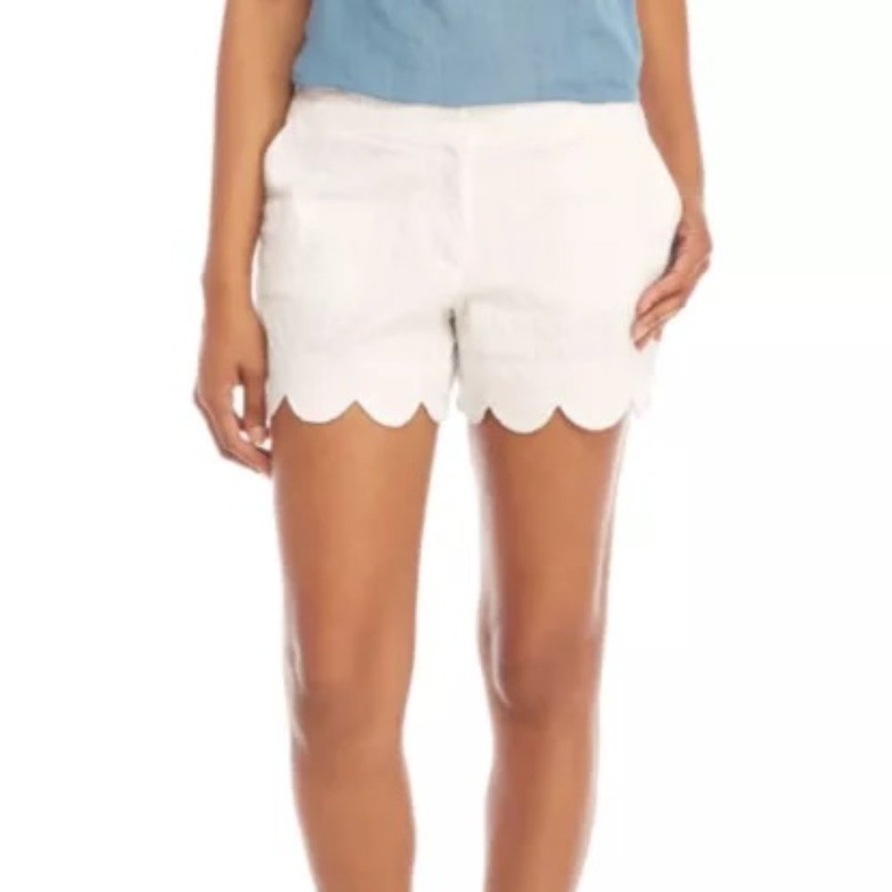Blue Rain White Scalloped Shorts